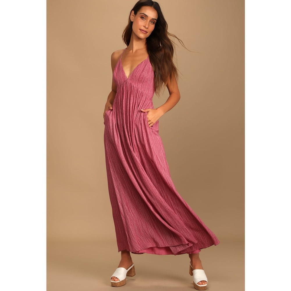 Lulus Beach Day Bliss Rose Sleeveless Maxi Dress Size XS - Picture 2 of 14
